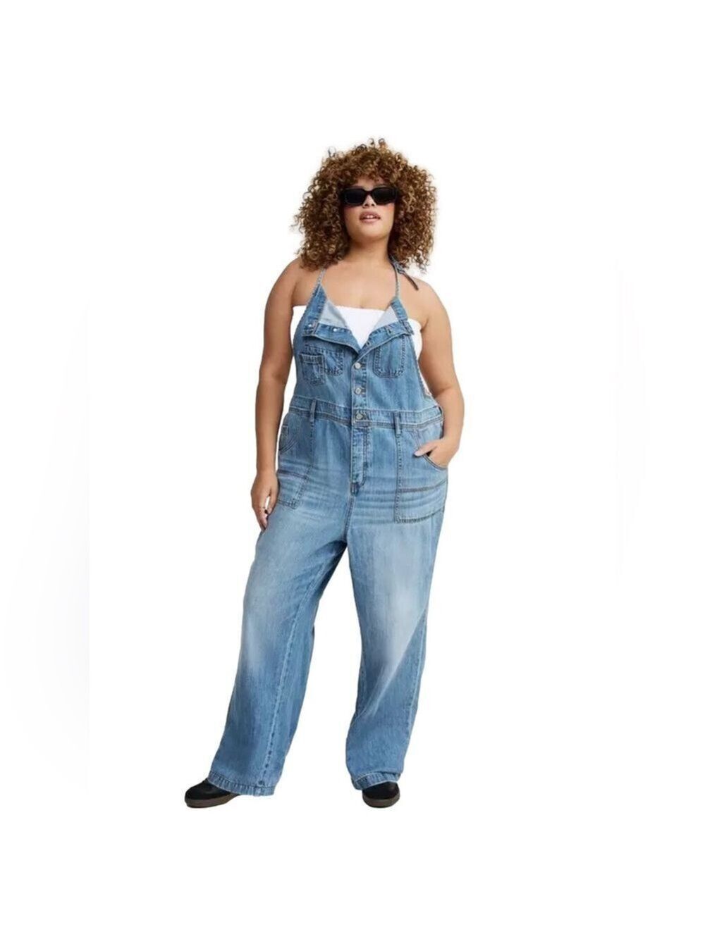 Torrid Button Front Denim Overall Plus Size 26 Tall